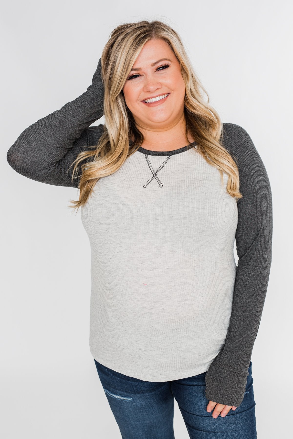 Greetings to You  Ribbed Top- Grey
