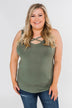 Places to Go Criss Cross Tank Top- Olive