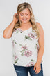 Floral Drape Neck Tank Top- Ivory
