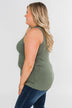 Places to Go Criss Cross Tank Top- Olive