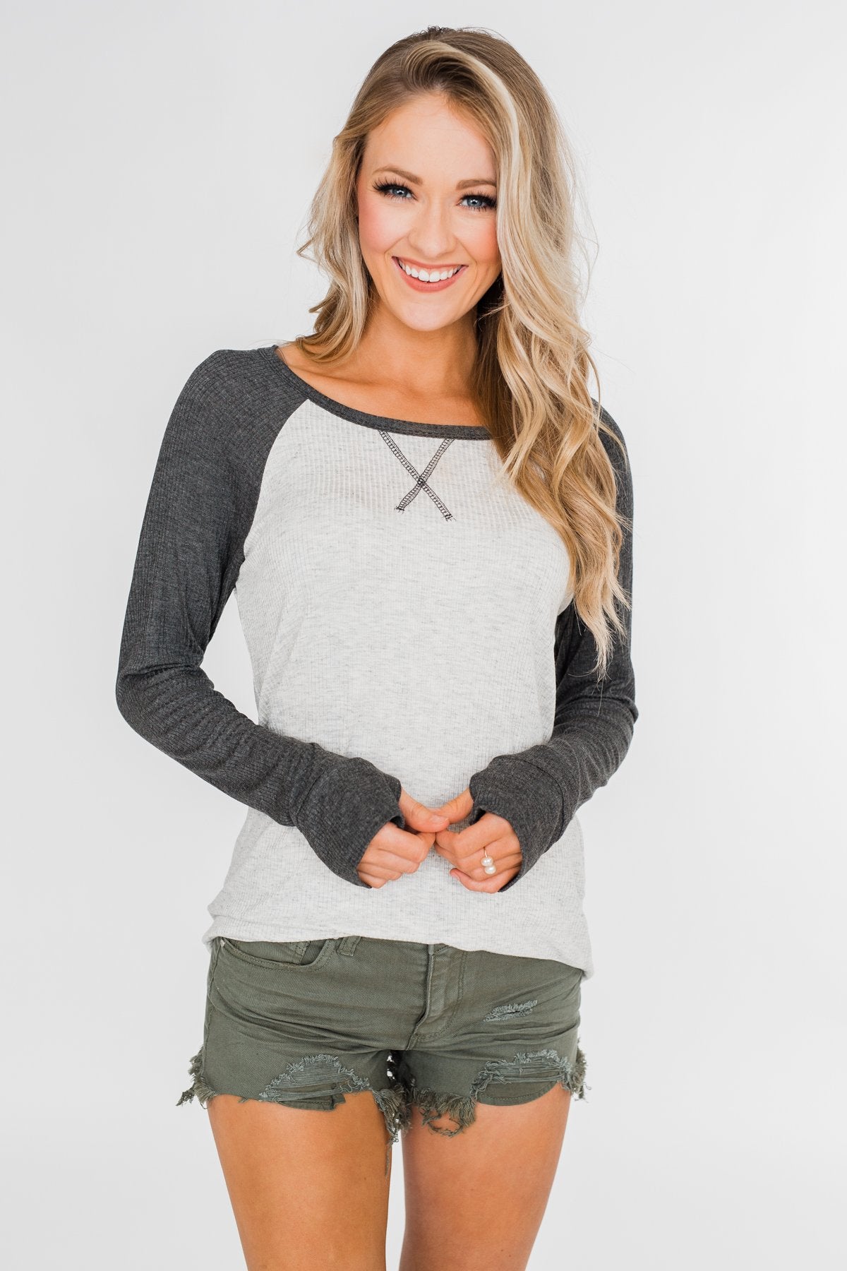 Greetings to You  Ribbed Top- Grey