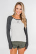 Greetings to You  Ribbed Top- Grey