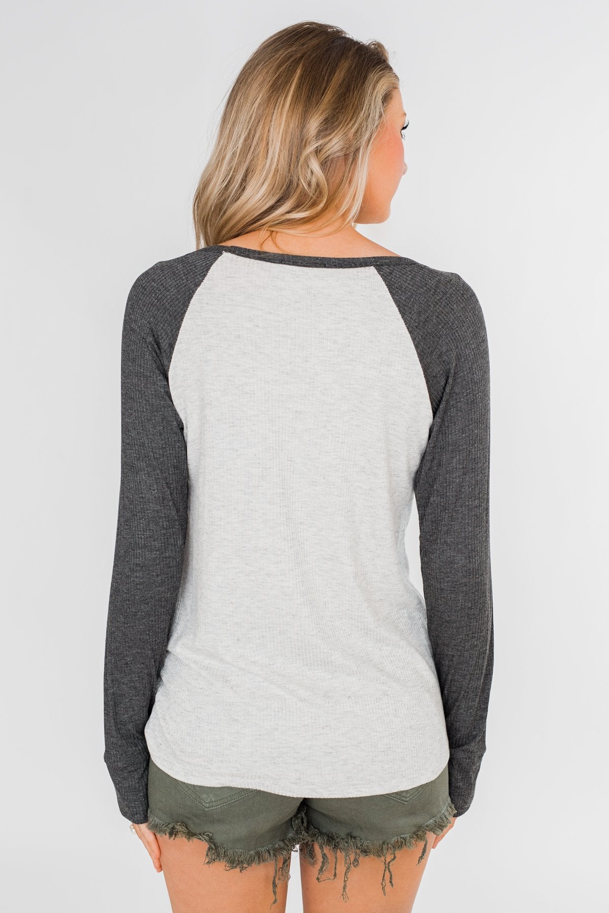 Greetings to You  Ribbed Top- Grey