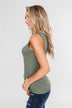 Places to Go Criss Cross Tank Top- Olive