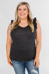 Seeing Spots Ruffle Tank Top- Charcoal & Multi
