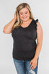 Seeing Spots Ruffle Tank Top- Charcoal & Multi