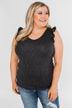 Seeing Spots Ruffle Tank Top- Charcoal & Multi