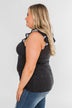 Seeing Spots Ruffle Tank Top- Charcoal & Multi