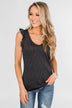 Seeing Spots Ruffle Tank Top- Charcoal & Multi