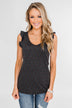 Seeing Spots Ruffle Tank Top- Charcoal & Multi
