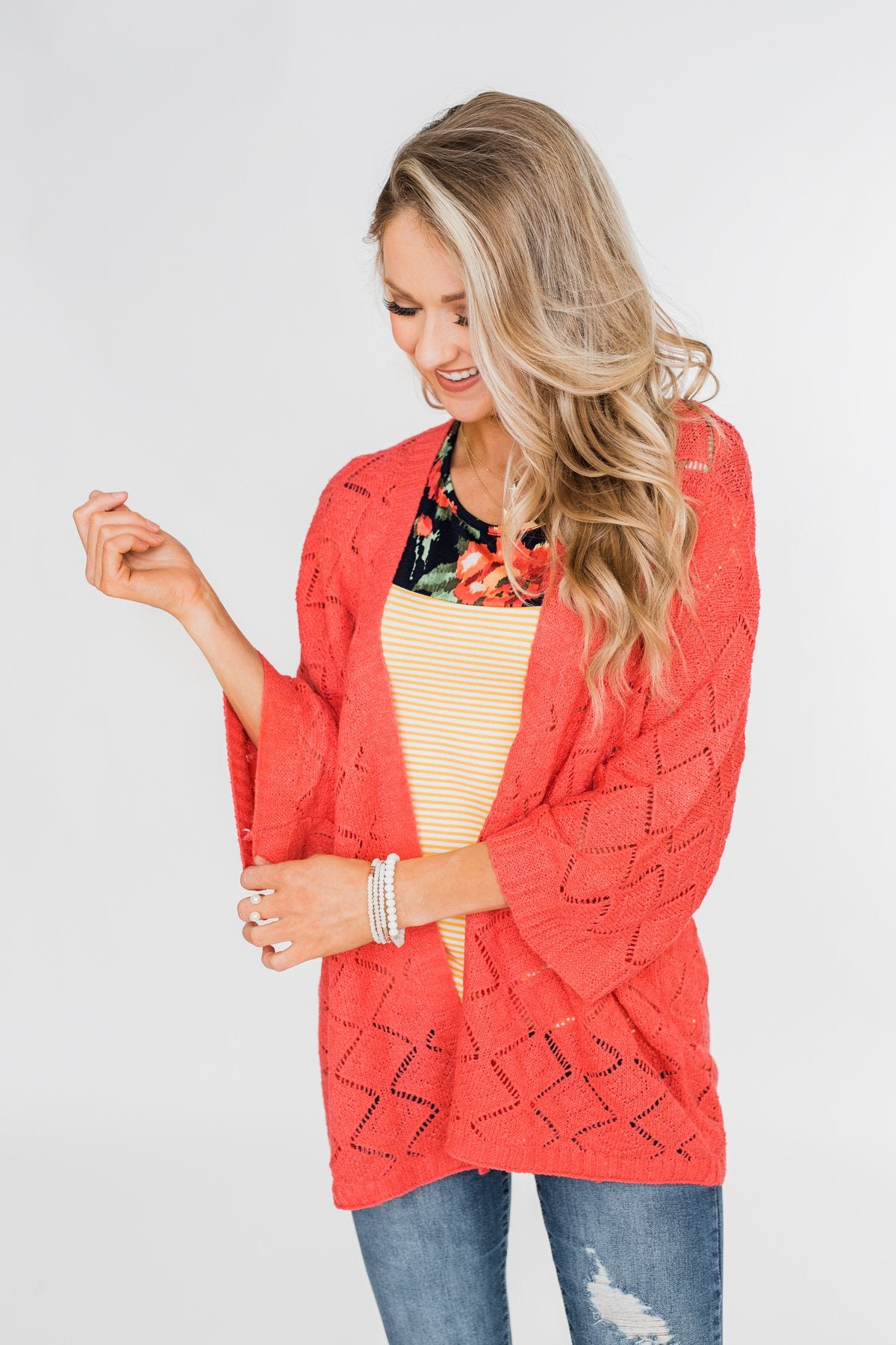 3 quarter sleeve cardigan top