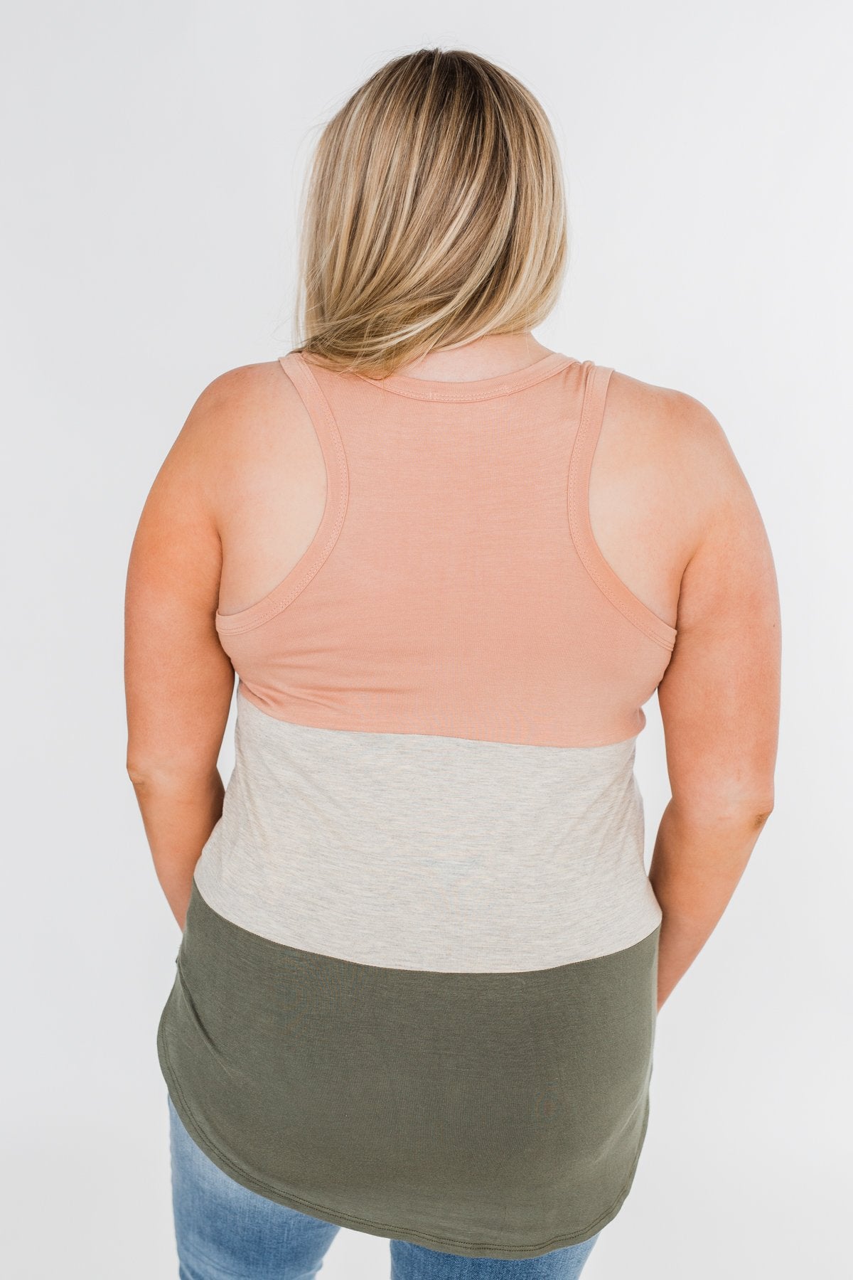 Unforgettable Racerback Color Block Tank Top- Blush