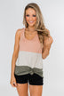Unforgettable Racerback Color Block Tank Top- Blush