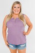 5 Button Henley Tank Top- Dusty Purple
