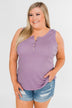 5 Button Henley Tank Top- Dusty Purple