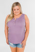 5 Button Henley Tank Top- Dusty Purple
