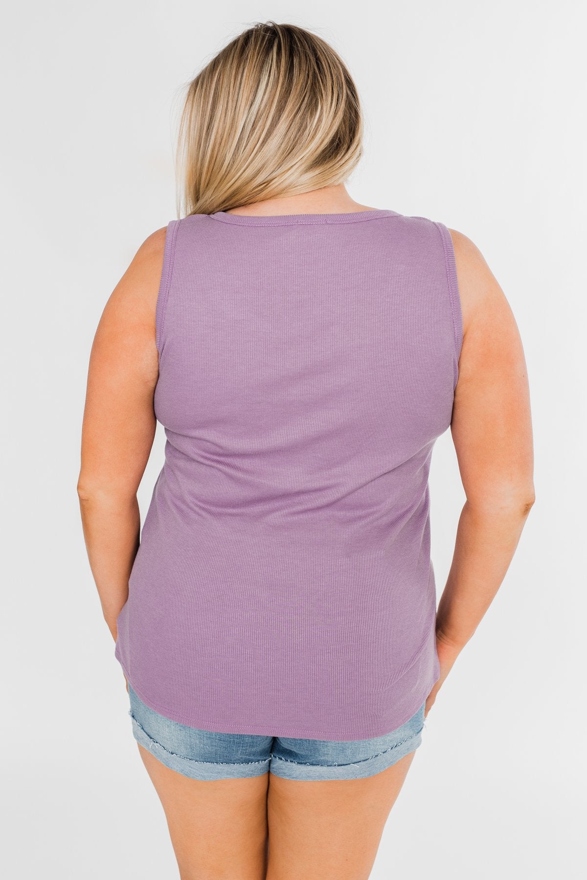 5 Button Henley Tank Top- Dusty Purple