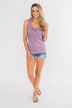 5 Button Henley Tank Top- Dusty Purple