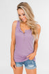 5 Button Henley Tank Top- Dusty Purple
