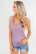 5 Button Henley Tank Top- Dusty Purple