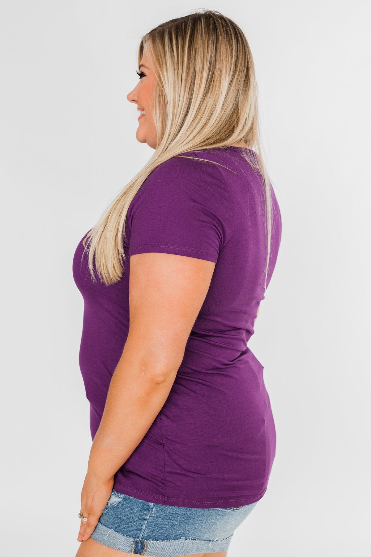 Meet Me Here Short Sleeve Top- Purple