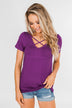 Meet Me Here Short Sleeve Top- Purple