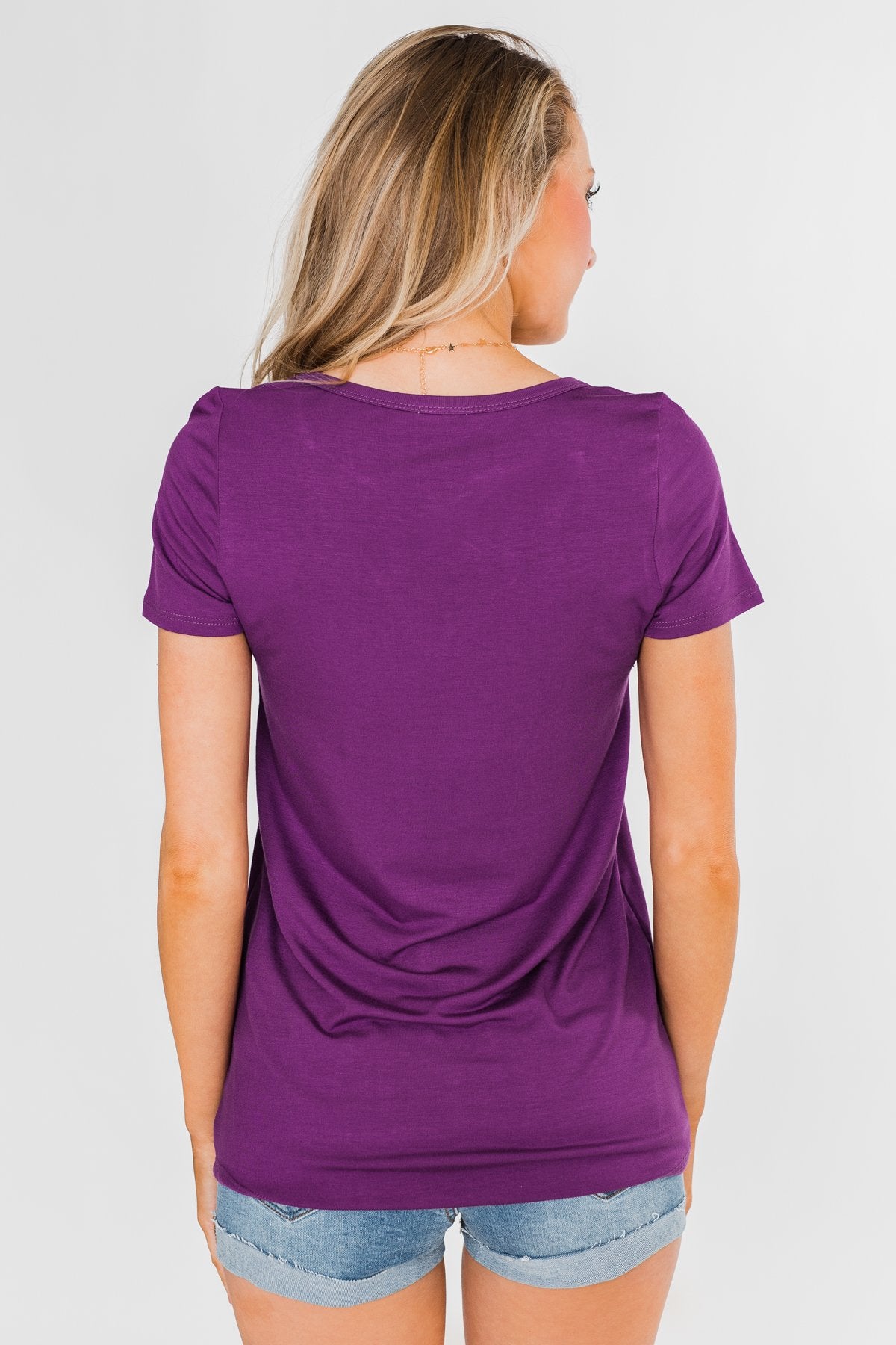 Meet Me Here Short Sleeve Top- Purple