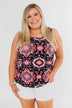 Dance With Me Geo Pattern Tank Top- Navy & Pink