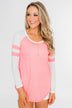 Long Sleeve Raglan Top- Neon Pink