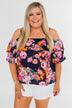 Always Dreaming Floral Cold Shoulder Top- Navy