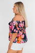 Always Dreaming Floral Cold Shoulder Top- Navy
