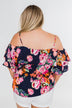 Always Dreaming Floral Cold Shoulder Top- Navy