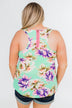 Another Day in Paradise Floral Tank Top- Bright Mint