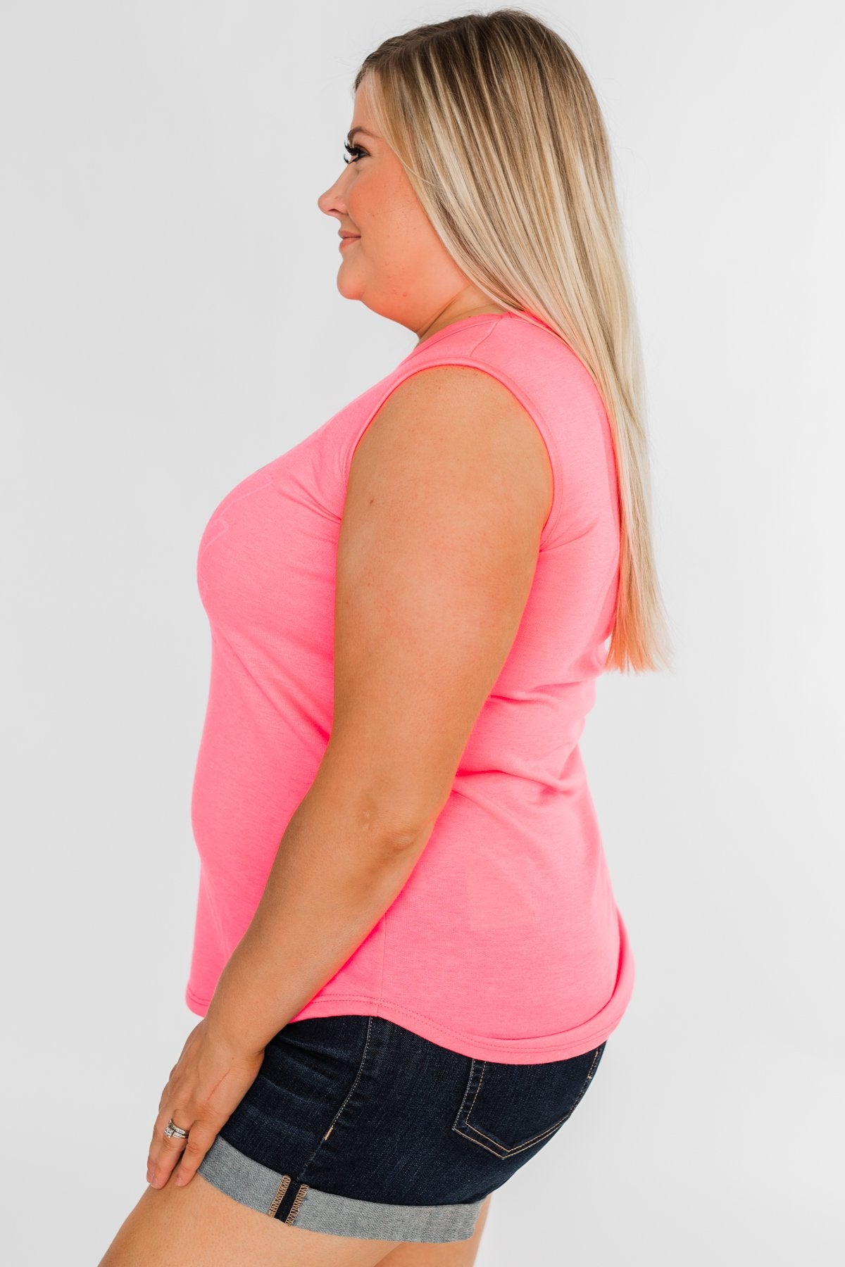 "Vacay" Graphic Tank Top- Neon Pink