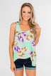 Another Day in Paradise Floral Tank Top- Bright Mint