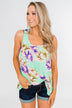 Another Day in Paradise Floral Tank Top- Bright Mint