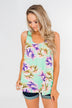 Another Day in Paradise Floral Tank Top- Bright Mint