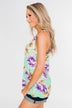 Another Day in Paradise Floral Tank Top- Bright Mint