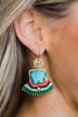 Bohemian Elephant & Tassel Earrings- Blue & Green