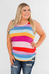 Cinch Waist Striped Tank Top- Multi-Color