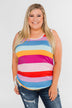 Cinch Waist Striped Tank Top- Multi-Color