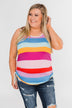 Cinch Waist Striped Tank Top- Multi-Color