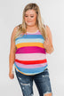 Cinch Waist Striped Tank Top- Multi-Color