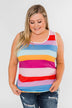 Cinch Waist Striped Tank Top- Multi-Color