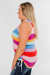 Cinch Waist Striped Tank Top- Multi-Color
