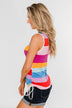 Cinch Waist Striped Tank Top- Multi-Color