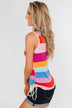 Cinch Waist Striped Tank Top- Multi-Color