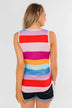 Cinch Waist Striped Tank Top- Multi-Color