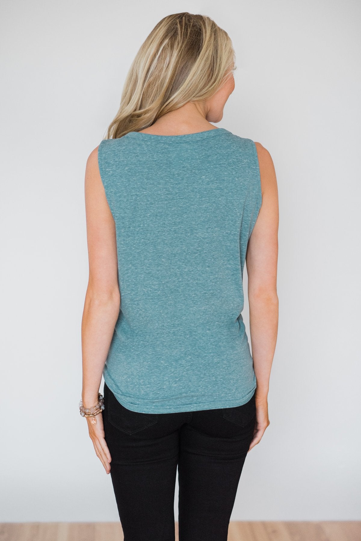 Everyday Button Tie Tank Top- Deep Teal