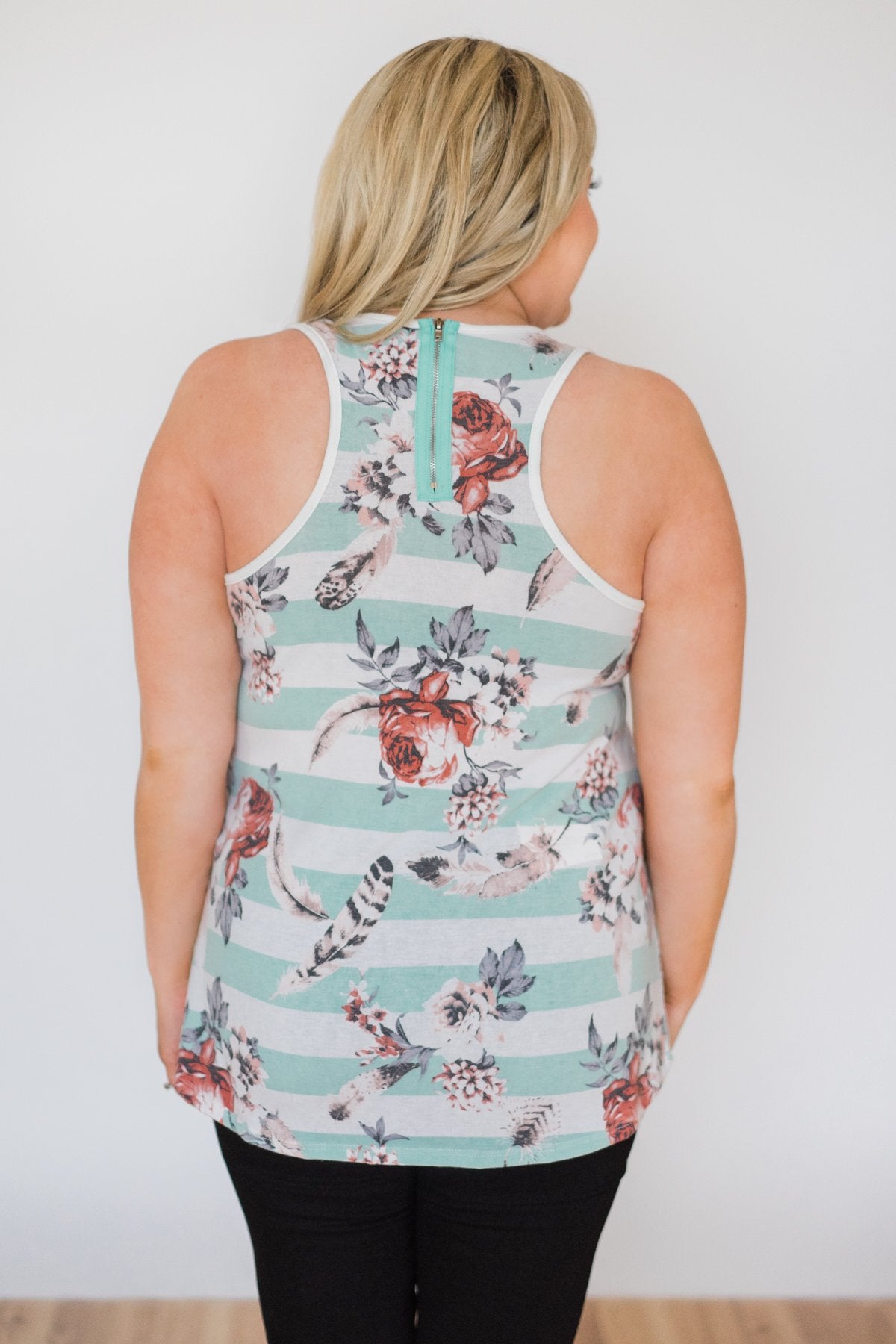 Caught in the Dream Floral & Feather Tank Top